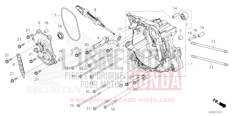 RIGHT CRANKCASE for Forza 125 PEARL SIENA RED (R320) from 2024